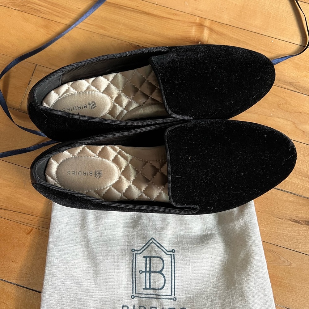 Birdies Black Velvet Slip-On Loafers - Picture 4 of 4